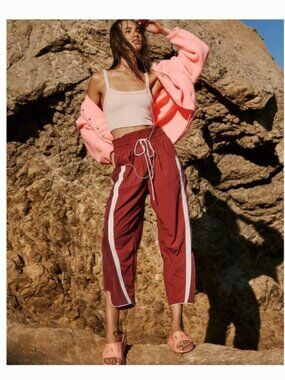 FREE PEOPLE FP Movement Champ Is Here Pants in Sour Cherry NWT NEW